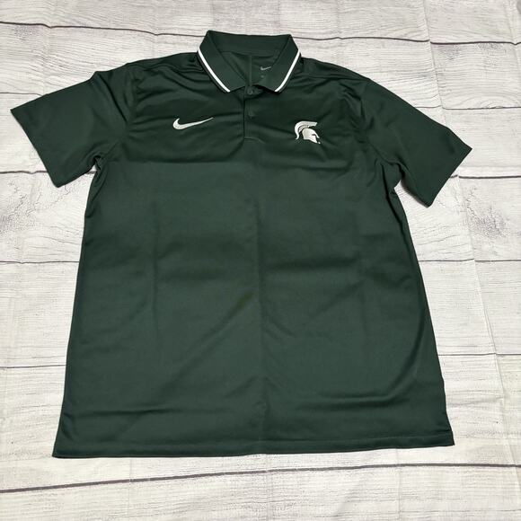 Nike Dri Fit Michigan State Spartans Mens Size Large Polo Shirt Golf Casual - Picture 1 of 8